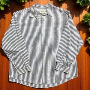Eddie Bauer Vintage 90s Striped Blue White Button Down Shirt Men's Size XXL
